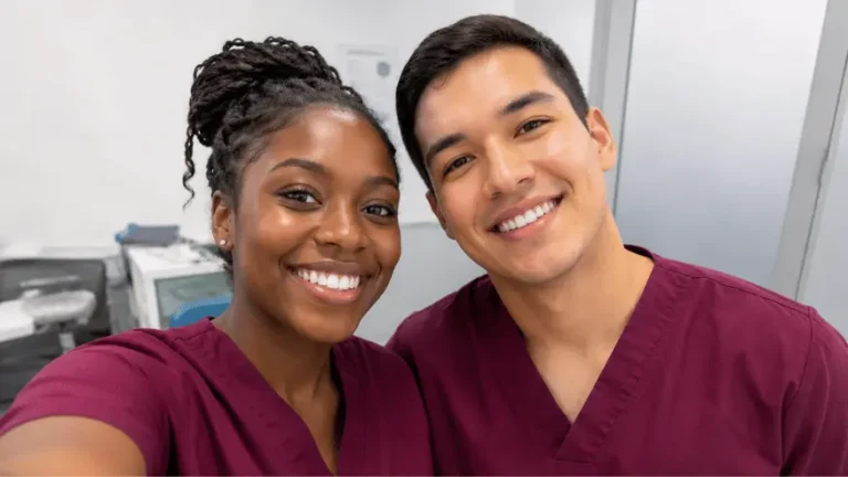 Medical student selfie in scrubs